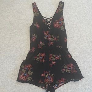 PacSun Kendall & Kylie Black & Purple Floral Romper